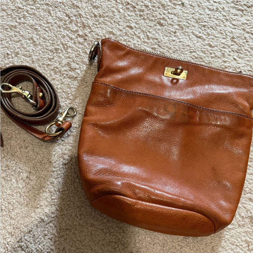 J. Crew Tan Leather OG Brompton Bucket Bag